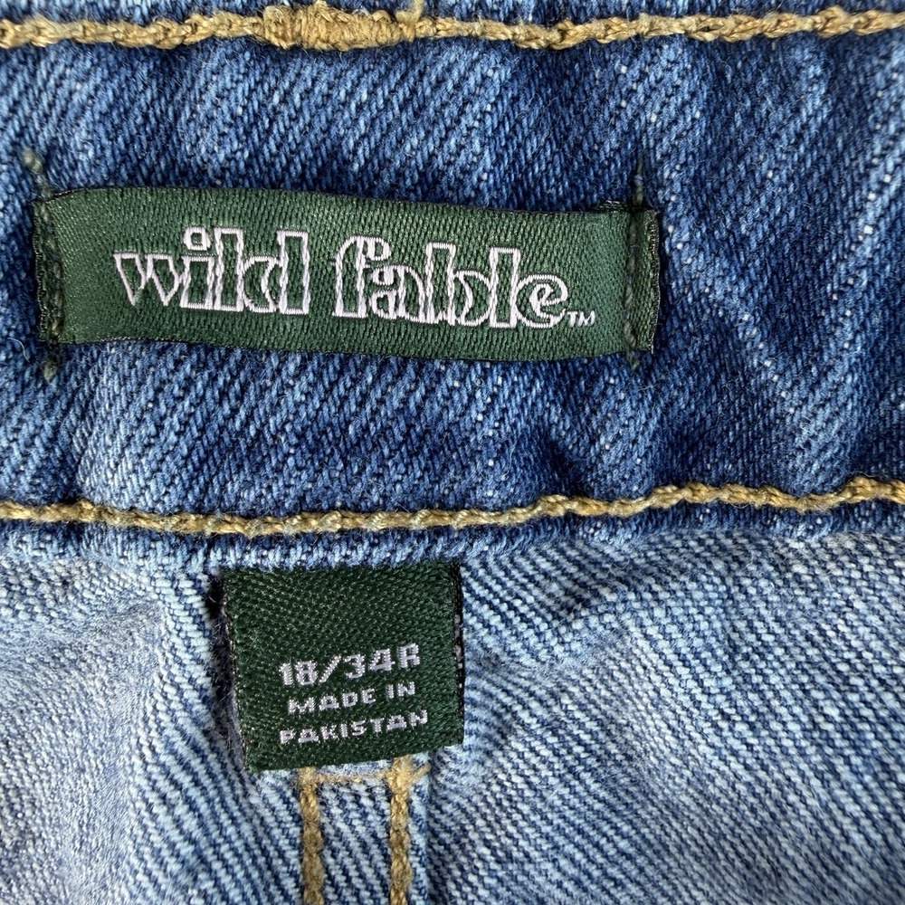 WILD FABLE Plus 18 34 Baggy Blue Jeans Wavy Highest Rise Pants Grunge Boho Punk - Picture 8 of 16